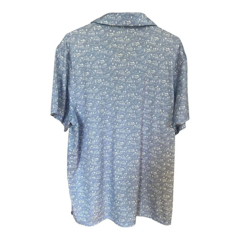 J.Crew Mens Printed‎ performance polo shirt blue white size XL